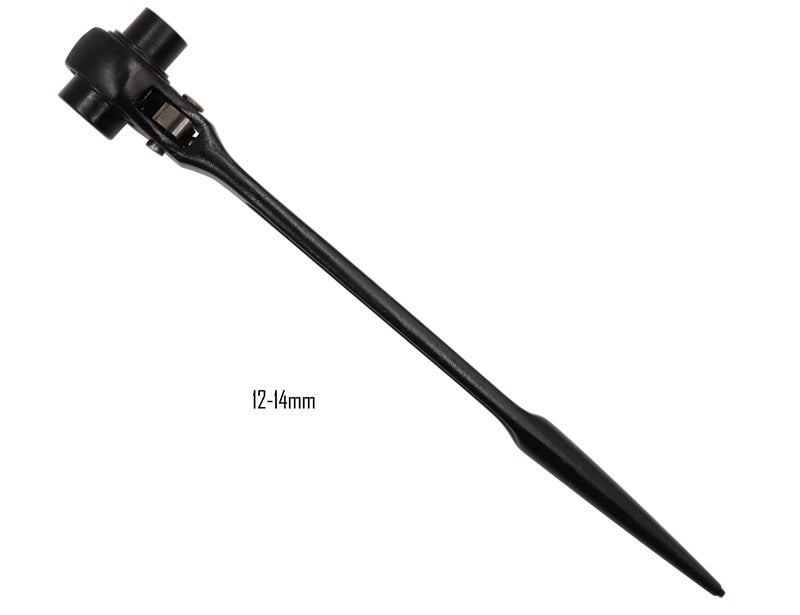 LBY 2-Pack Hexagon Scaffold Quick Wrench, 12mm/14mm Ratchet Spanner, Double Ended Socket, Ratcheting Scaffold, Pointed Tail (Black) - Image 3